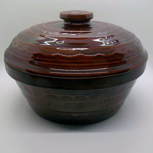 Vintage Marcrest Daisy Dot 2qt Dutch Oven Warm Colorado Brown 9.5"